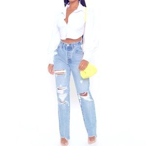 Fashion Nova Sweet Sweet Love Straight Leg Boyfriend Jeans. Size 9 Medium Wash